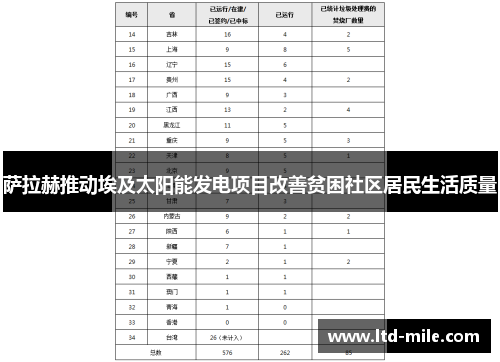 萨拉赫推动埃及太阳能发电项目改善贫困社区居民生活质量